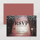 Evermore | Kantelend bos | Roze huwelijk RSVP Kaartje (Voorkant / Achterkant)