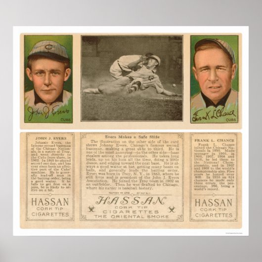 Evers Chance Baseball 1912 Poster (Voorkant)