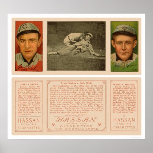Evers Slides Safely Cubs Baseball 1912 Poster (Voorkant)