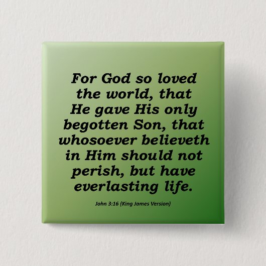 Eversustainable Kerstmis John 3-16 Vierkante Button 5,1 Cm (Voorkant)