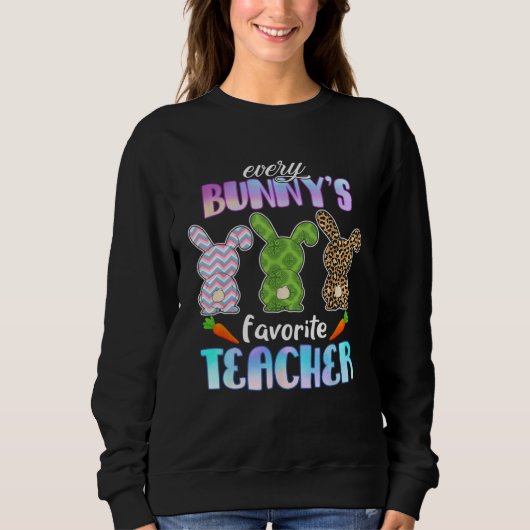 Every Bunny Is Favorite Teacher Leopard Bunny East Trui (Voorkant)