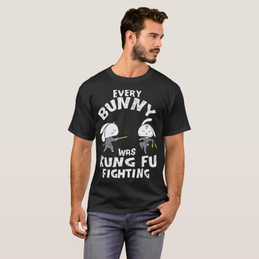 Every Bunny Was Kung Fu Fighting Ninja Easter T-shirt (Voorkant volledig)
