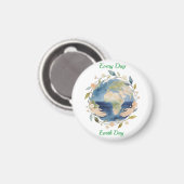 Every Day Earth Day Floral Globe With Hands Magneet (Voorkant / Achterkant)
