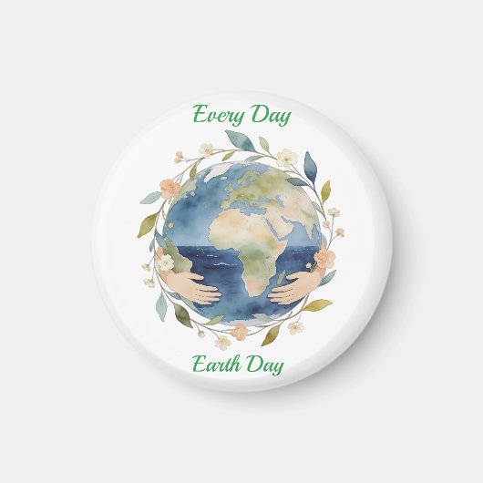 Every Day Earth Day Floral Globe With Hands Magneet (Voorkant)