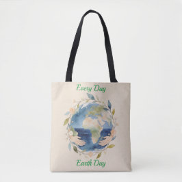 Every Day Earth Day Floral Globe With Hands Tote Bag