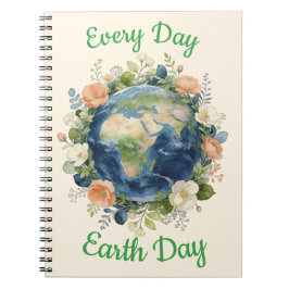 Every Day Earth Day Floral Wreath Earth Notitieboek