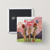Every Day is Women's Day Square Floral Button (Voorkant /achterkant)
