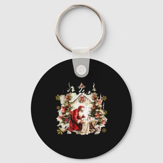 Every Knee Shall Bow Funny Kneeling Santa Baby Jes Sleutelhanger (Voorkant)