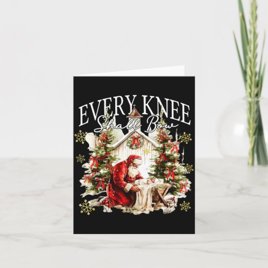 Every Knee Shall Bow Jesus Birth Christian Santa C Kaart (Voorkant)