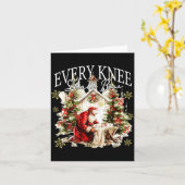 Every Knee Shall Bow Jesus Birth Christian Santa C Kaart (Gele Bloem)