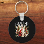 Every Knee Shall Bow Jesus Birth Christian Santa C Sleutelhanger (Voorkant)