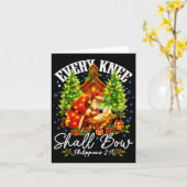 Every Knee Shall Bow Santa Christmas Nativity Scen Kaart (Gele Bloem)