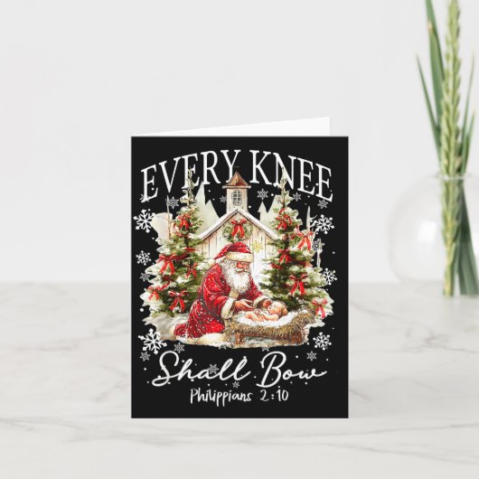 Every Knee Shall Bow Santa Christmas Nativity Scen Kaart (Voorkant)