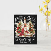 Every Knee Shall Bow Santa Christmas Nativity Scen Kaart (Gele Bloem)