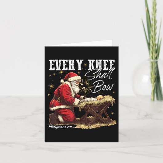 Every Knee Shall Bow Santa Christmas Nativity Scen Kaart (Voorkant)