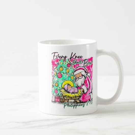 Every Knee Shall Bow Santa Christmas Nativity Scen Koffiemok (Rechts)