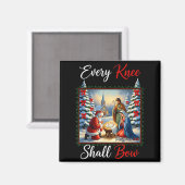 Every Knee Shall Bow Santa Christmas Nativity Scen Magneet (Voorkant / Achterkant)