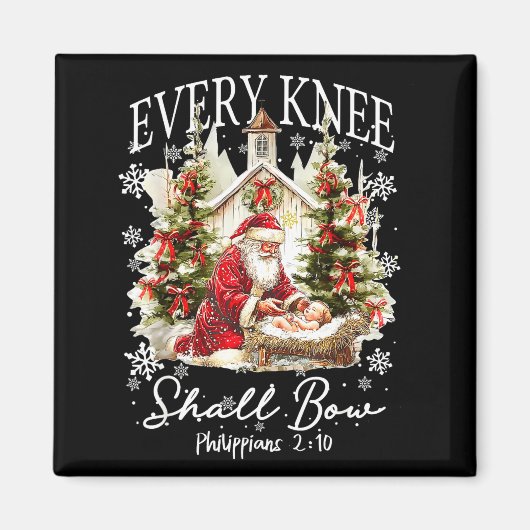 Every Knee Shall Bow Santa Christmas Nativity Scen Magneet (Voorkant)