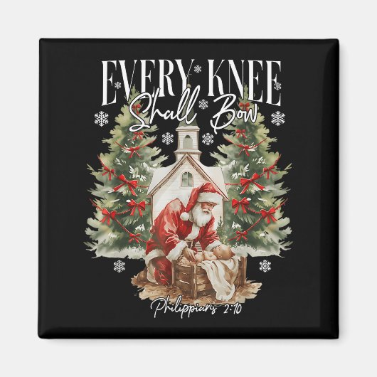 Every Knee Shall Bow Santa Christmas Nativity Scen Magneet (Voorkant)