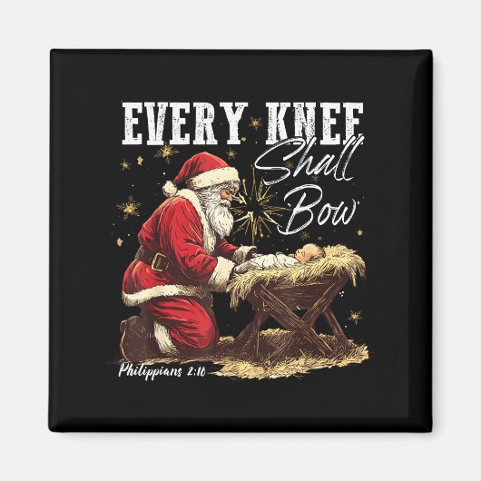 Every Knee Shall Bow Santa Christmas Nativity Scen Magneet (Voorkant)