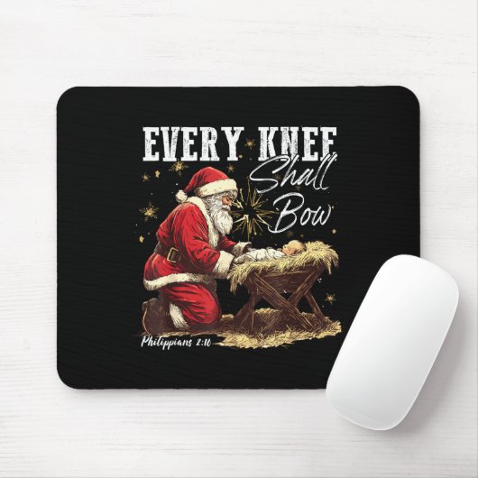 Every Knee Shall Bow Santa Christmas Nativity Scen Muismat (Met muis)