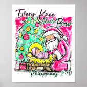 Every Knee Shall Bow Santa Christmas Nativity Scen Poster (Voorkant)