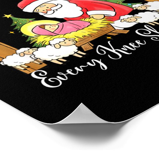 Every Knee Shall Bow Santa Christmas Nativity Scen Poster (Hoek)