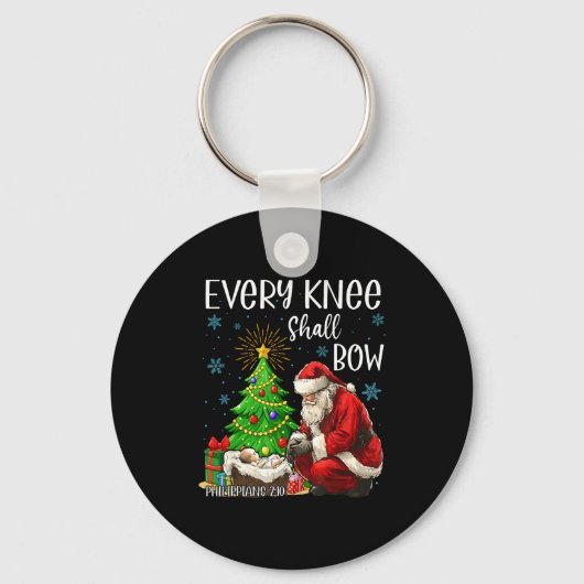 Every Knee Shall Bow Santa Christmas Nativity Scen Sleutelhanger (Voorkant)