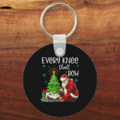 Every Knee Shall Bow Santa Christmas Nativity Scen Sleutelhanger (Voorkant)