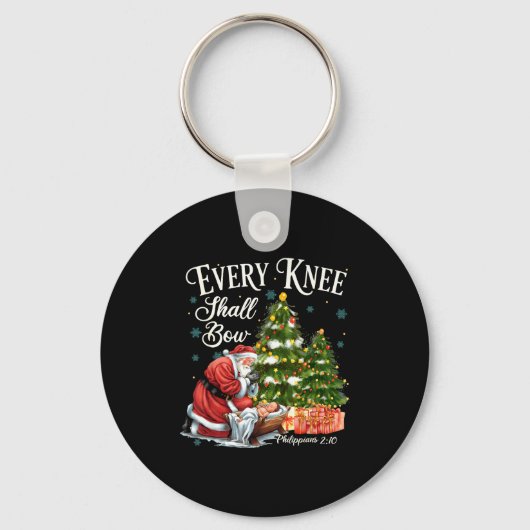 Every Knee Shall Bow Santa Christmas Nativity Scen Sleutelhanger (Voorkant)