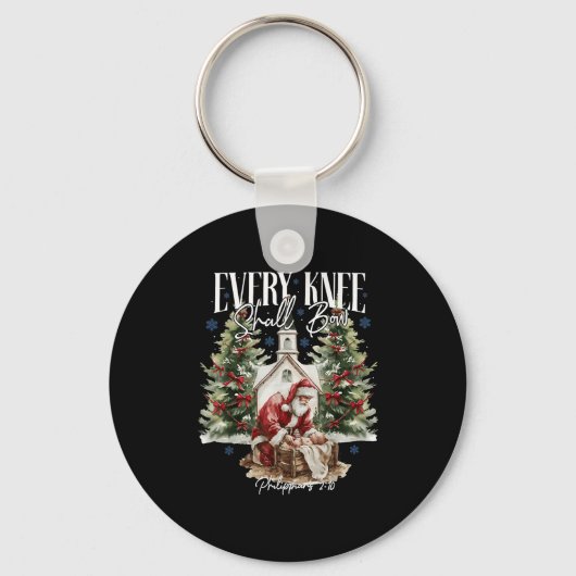 Every Knee Shall Bow Santa Christmas Nativity Scen Sleutelhanger (Voorkant)