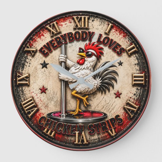 Everybody Loves Chicken Strips Funny Chicken Grote Klok (Voorkant)