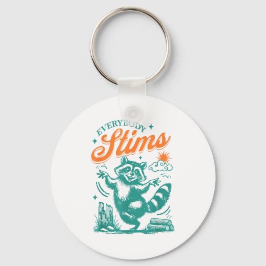Everybody Stims Racoon Funny Design Sleutelhanger (Voorkant)