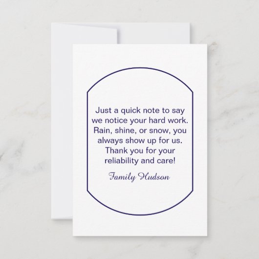 Everyday Delivery Driver Card With Your Message Bedankkaart (Achterkant)