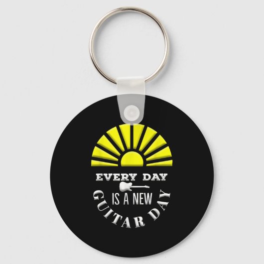 Everyday Is A New Guitar Day Funny Quote Guitarist Sleutelhanger (Voorkant)