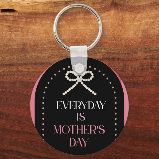 Everyday is Mothers Day Elegance Pink Bow Keychain (Voorkant)