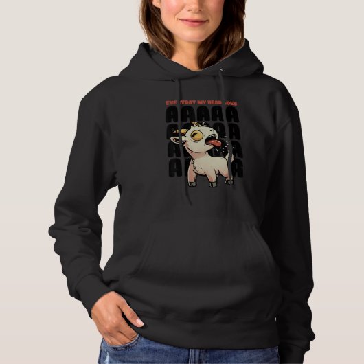 Everyday My Head Goes AAAAAH Pun Screaming Goat 1 Hoodie (Voorkant)