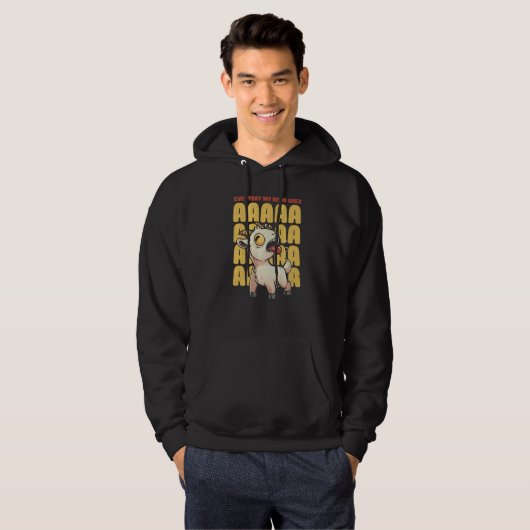 Everyday My Head Goes AAAAAH Pun Screaming Goat Hoodie (Voorkant volledig)