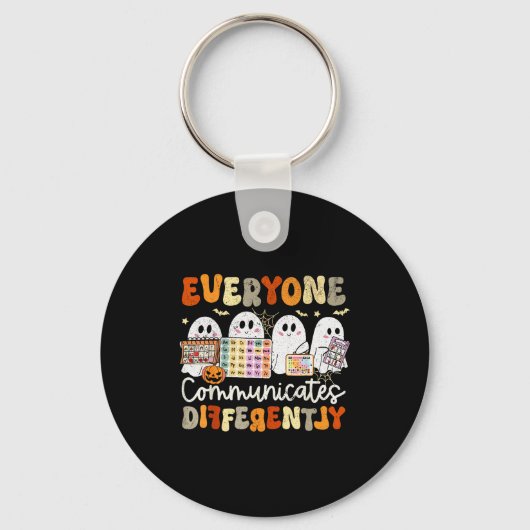 Everyone Communicates Differently Halloween Slp Sp Sleutelhanger (Voorkant)