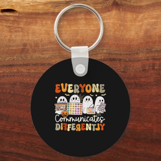 Everyone Communicates Differently Halloween Slp Sp Sleutelhanger (Voorkant)