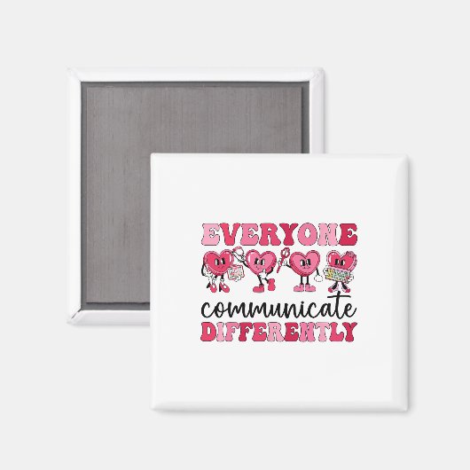 Everyone Communicates Differently Heart Autism Val Magneet (Voorkant / Achterkant)