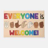 Everyone Is Welcome Hand Sign Language Doormat Deurmat (Voorkant)