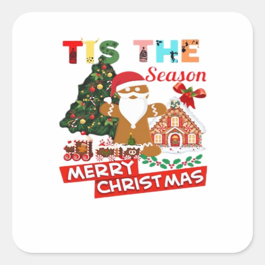 Everyone Loves A At Christmas Christmas Santas Com Vierkante Sticker (Voorkant)