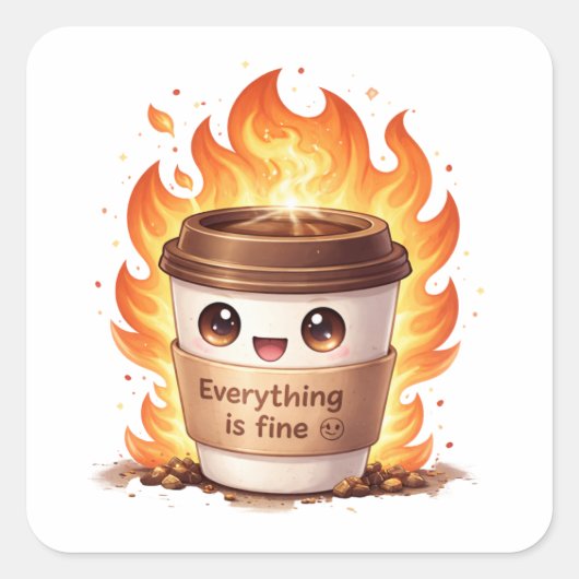 Everything Is Fine Coffee Sticker (Voorkant)