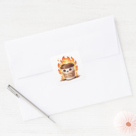 Everything Is Fine Coffee Sticker (Envelop)