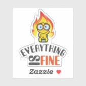 Everything Is Fine droge humor Schildpad Illustrat Sticker (Vel)