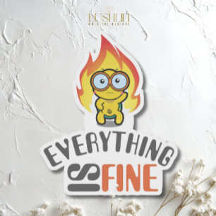 Everything Is Fine droge humor Schildpad Illustrat Sticker