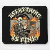 Everything Is Fine | Funny Skeleton Dumpster Fire Muismat (Voorkant)