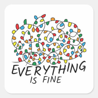 Everything Is Fine Tangled Christmas Lights Vierkante Sticker