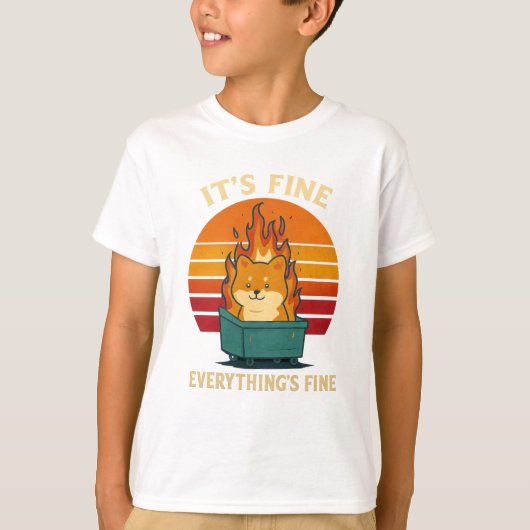 Everything’s Fine – Calm in Chaos Meme Art T-shirt (Voorkant)